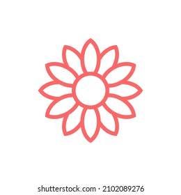 simple line flower icon on white background