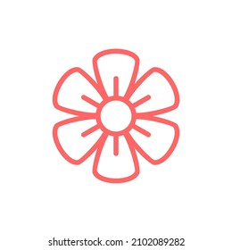 simple line flower icon on white background