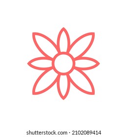 simple line flower icon on white background