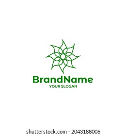 Simple Line Flower Logo Design Vector