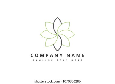 simple line flower natural spa logo