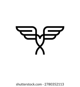 simple line of flying owl spreading wings logo vector