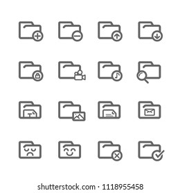 simple line of folder and document icon set