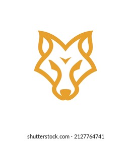 Simple line fox head logo, fox face geometric vector icon