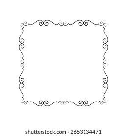 Simple line frame border isolated on white background