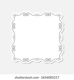 Simple line frame border sticker isolated on gray background