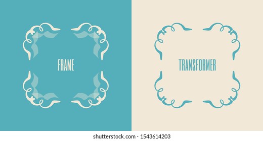 Simple line frame transformer in vector, isolated. Separated borders in layers.