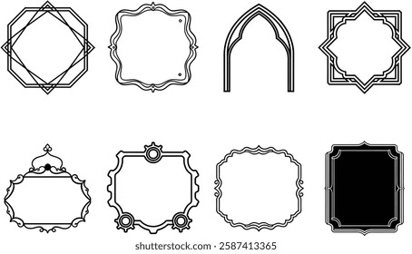 Simple Line Frames Set  Thin Double Stroke Borders for Invitations Greeting Cards