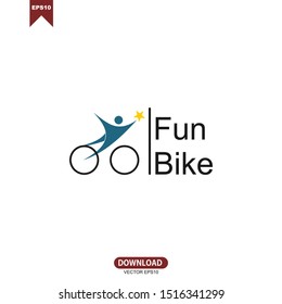 Simple line fun bike concept logo vector template design