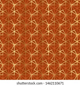 Simple line geometric seamless pattern for background, wrap, fabric, textile, wrap, surface, web and print design. Gold and brown repeatable motif. Vector rapport with oriental japan vibes.
