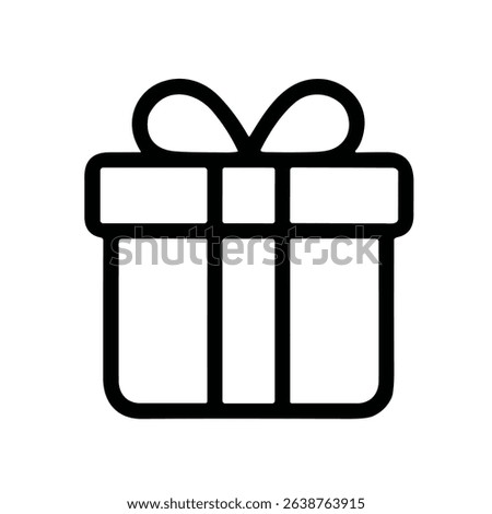 Simple Line Gift Box with Ribbon Bow Present Holiday Icon