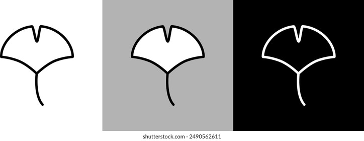 Simple line ginkgo vector icon.