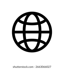 Simple Line Globe Outline Icon for Website or Application Design