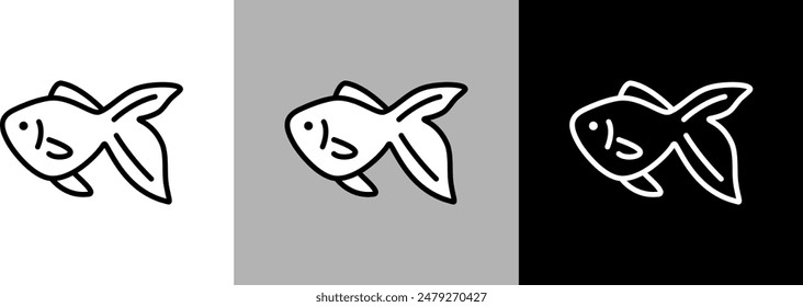 Simple line goldfish vector icon.