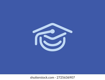 Logotipo de gorra de graduación de línea simple para educación, academia o aprendizaje de marca.