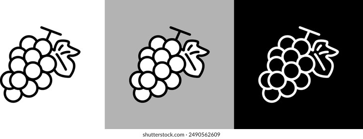 Simple line grapes vector icon.