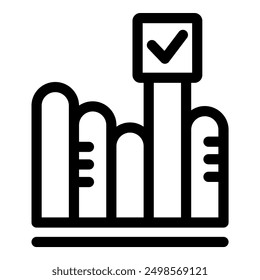 Simple line graph is depicting positive growth and reaching the target