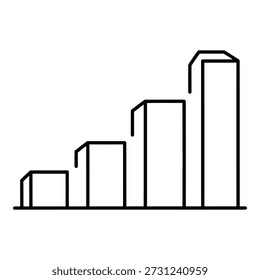 Einfaches Liniendiagramm-Symbol mit Wachstums- und Statistikdaten, einzeln auf transparentem Hintergrund