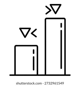 Einfaches Liniendiagrammsymbol zum Vergleich zweier Werte