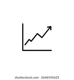 A simple line graph with an L-shaped axis showing a zig-zag data line moving upwards. Vector for increase or growth.