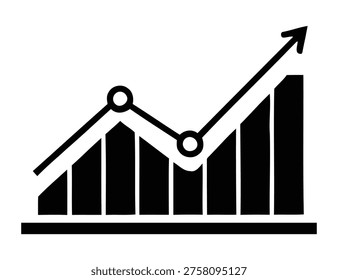 A simple line graph with a rising trend line and a pointed arrow at the end indicating growth or increase