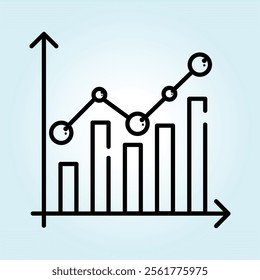 A simple line graph showing upward trend, symbolizing growth and success in business, finance, or market analysis.