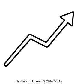 Simple line graph showing upward trend with arrowhead icon isolated