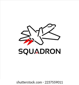 Simple Line Graphic of Jet Fighter Logo Design Idea