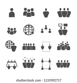simple line group of people icon set, cooperate team
