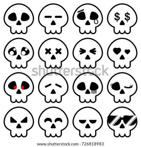Simple Line Halloween Skeleton Head Icon Stock Vector Royalty Free