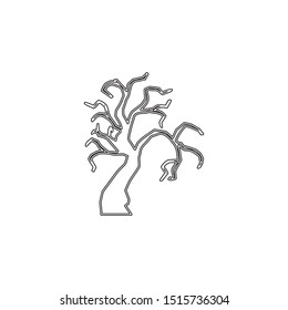 simple line halloween tree logo icon design