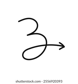 Simple line hand drawn black arrow. Vector illustration