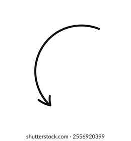 Simple line hand drawn black arrow. Vector illustration