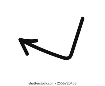 Simple line hand drawn black arrow. Vector illustration