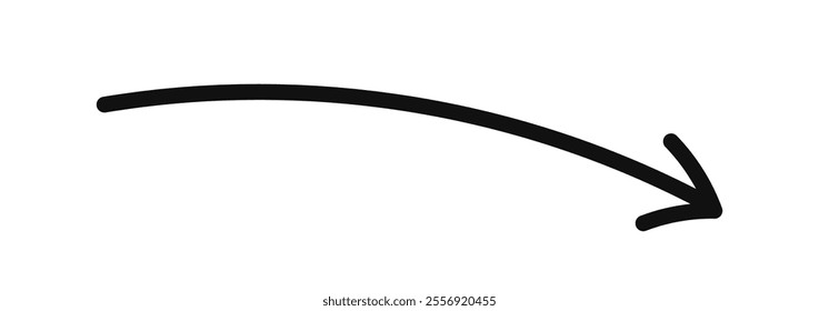 Simple line hand drawn black arrow. Vector illustration