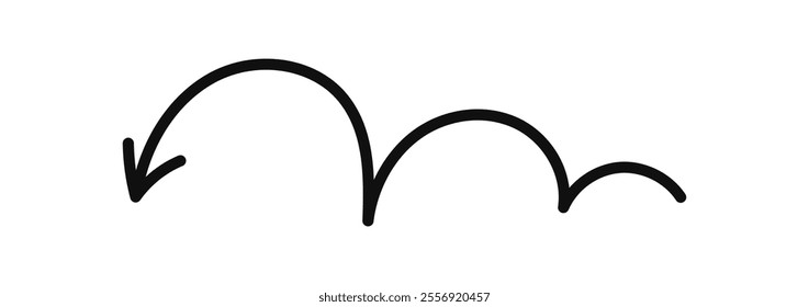 Simple line hand drawn black arrow. Vector illustration