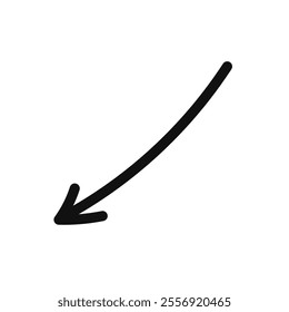 Simple line hand drawn black arrow. Vector illustration