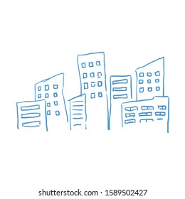 Simple line hand drawn city skyline vector template background design