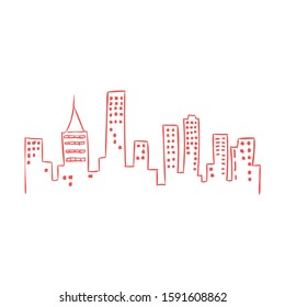 Simple line hand drawn city skyline vector template background design