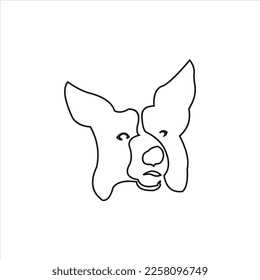 Simple line hand drawn dog head