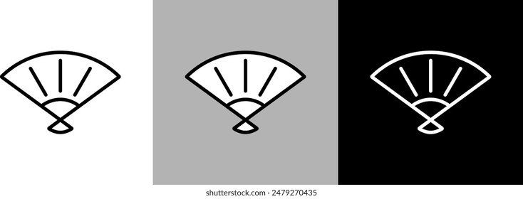 Simple line hand fan vector icon.