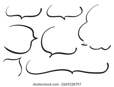 Línea simple dibujado a mano Speech Bubble Set Vector