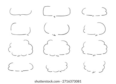 Simple Line Hand-drawn Speech Bubble Set Vector
