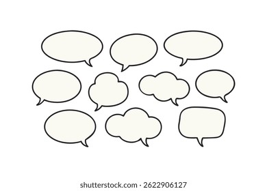 Simple Line Handwritten Speech Bubble Set Vector Art for Stickers, Comics, and Design