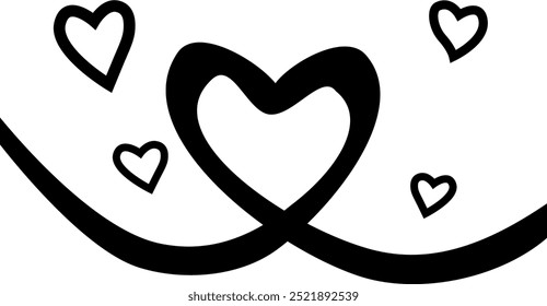 Simple line heart for background. Heart made from line design. Monotone heart design. Minimalist