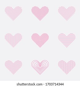 Simple Line Heart Love Logo Icon Set
