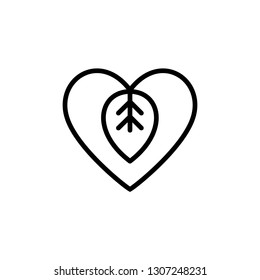 Simple Line Heart Nature Leaf. Can use for icon or logo