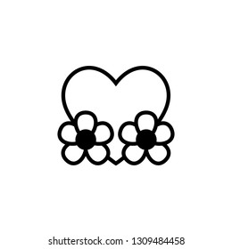 Simple Line Heart Two Bottom Flower Eco Nature. Can use for icon or logo