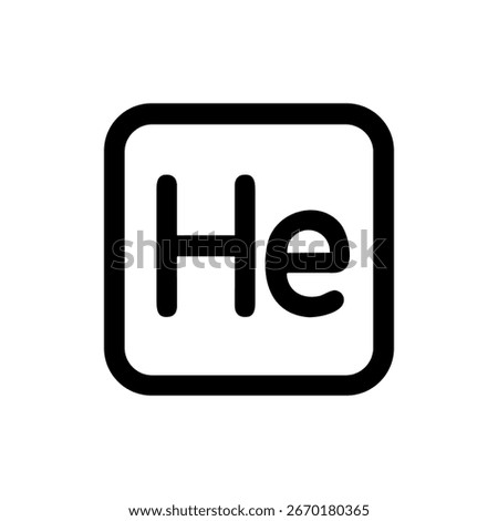 Simple Line Helium Element Chemical Symbol Rounded Square Icon