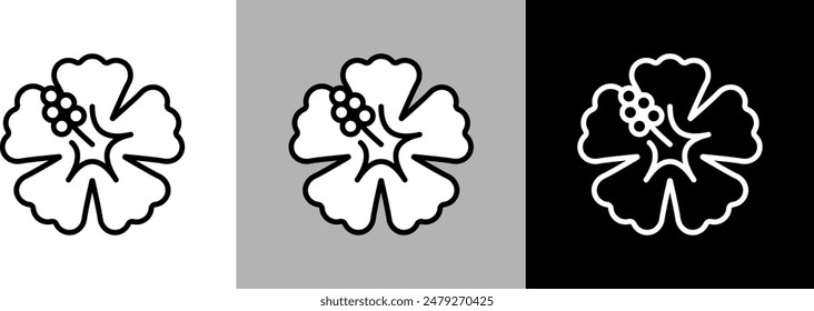 Simple line hibiscus vector icon.